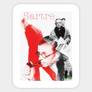 Jean Paul Sartre Collage Portrait Sticker